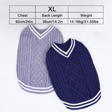 Теплий пуловер для собак, пуловер для цуценят, пуловер для чихуахуа, бульдога, коргі, французького бульдога (синій, X-Large)