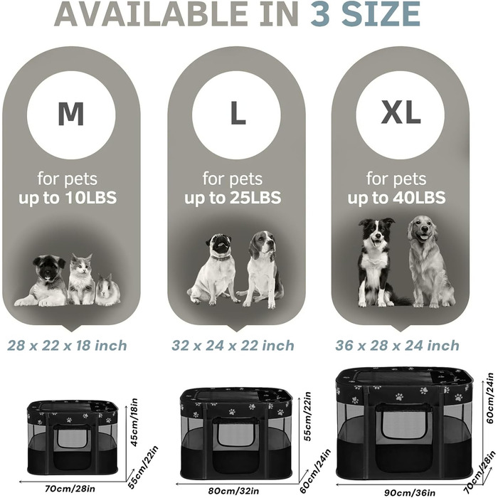 Портативне собаче будиночок/загороди для тварин 90x70x60 см. Складаний вольєр для домашніх тварин, прямокутний, кімната для відпочинку, будиночок для котів/цуценят, чорний