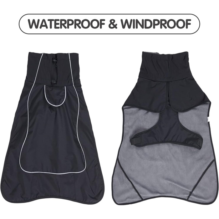 Водонепроникний собачий дощовик PAWIVID з флісовою підкладкою - вітрозахисний зимовий дощовик та куртка з світловідбиваючими смугами - теплий дощовик для собак для використання в приміщенні/на вулиці, всі розміри (Хакі, ) Хакі (Чорний, XXL)