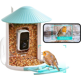 Розумна годівниця для птахів NETVUE Birdfy з камерою та безкоштовним розпізнаванням птахів через ШІ, автоматичний запис відео, сповіщення в додатку, ідеально для спостереження за птахами