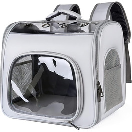 Рюкзак для кота Galatée з фронтальною відкриваемою конструкцією, сірий. Дихаючий рюкзак для вигулу собак та котів, для подорожей та прогулянок.