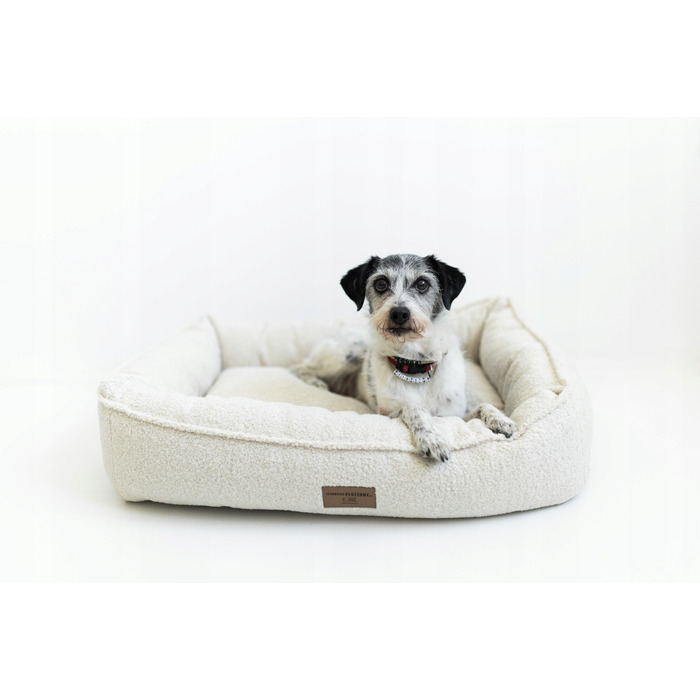 Преміум лежак Boucle Ecru — 60x50 см — для собак та котів (йорк, мальтезе)
