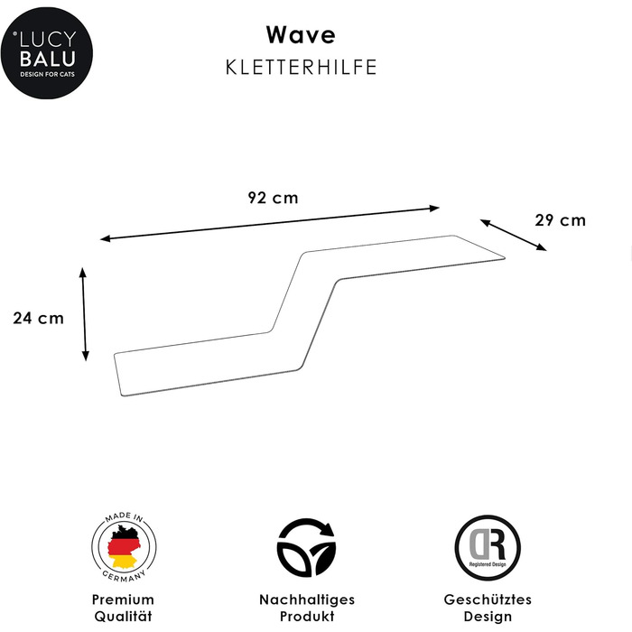 Сходинка для котів Wave настінна, антрацит з корком, метал, 92x24x29 см