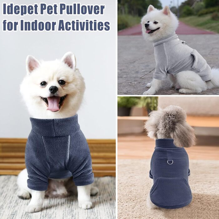 Теплий пуловер для собак Mosukoirl з кишенею. Бавовняний костюм для собак, одяг для маленьких та середніх собак, котів, чихуахуа. Сірий та морський колір