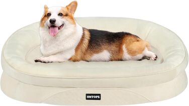 Ортопедичне ліжко для собак, ліжко-софа для собак з підголовником, антиковзаюча підставка, знімний та пральний кошик для собак, середні та великі породи, 106 x 79 x 17 см, оливковий колір