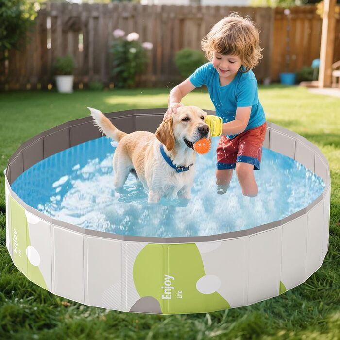 Дитячий басейн для собак та дітей, складний, з товстого ПВХ, антиковзкий, для балкона, саду, великих собак, кошенят, цуценят (A1-80*20)