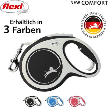 Рулетка для собак Flexi New Comfort, трос 8 м, до 50 кг, чорна, розмір L