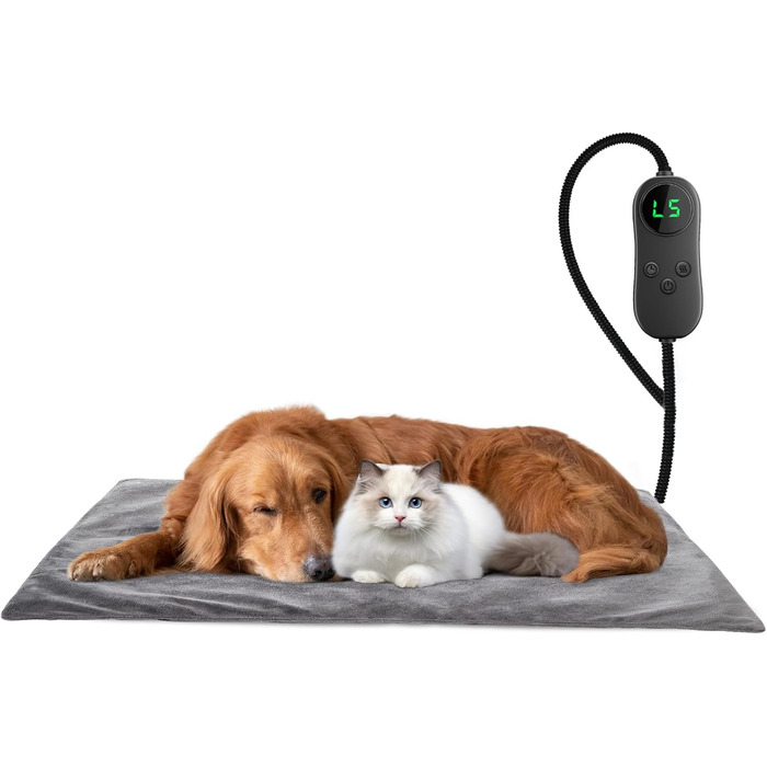 Кішечковий та собачий килимок-грілка, 45*45 см, 5 таймерів та 6 температурних режимів, вологостійкий, для цуценят/собак/кішок/кроликів (L)
