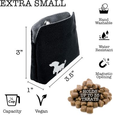 Сумка для ласощів Swaggly Leckerlibeutel – для дресирування собак, маленьких собак, з магнітною застібкою, чорна з червоною (сірою) внутрішньою стороною