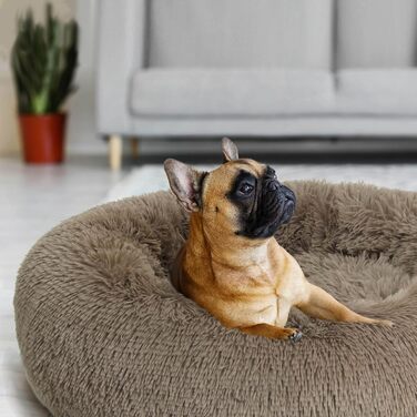 Кругле ліжко для собак та котів Lucky Sign, м'яке, тепле, 70 см, коричневе