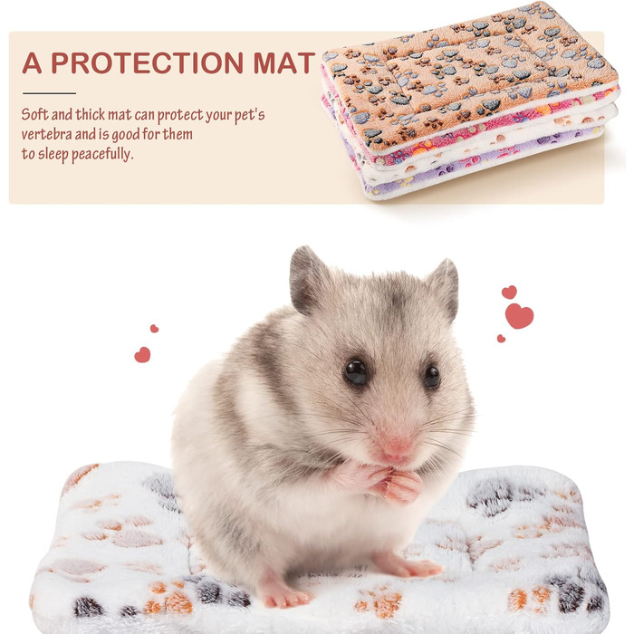 М'які лежанки для тварин Hestya (4 шт.) з милим малюнком, 32x25 см. Лежанка для собак, котів, кішок, морських свинок, підстилка у клітку, флісова, перевертається, товста, для миття.