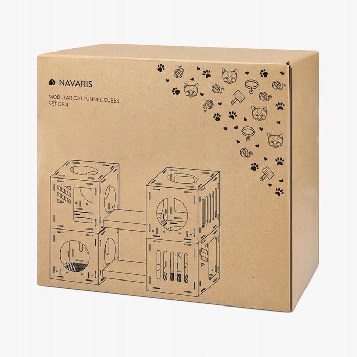 Модульний картонний будинок для котів та кошенят: 4 блоки та 2 містки