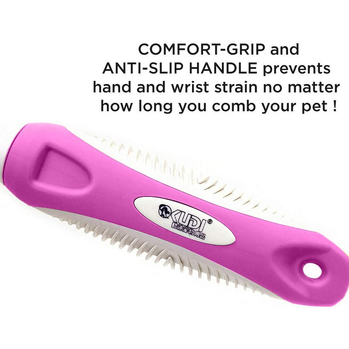Гребінець для собак - сталевий гребінець для видалення шерсті та розпушування, одинарний/подвійний ряд з обертовими шпильками. Для видалення шерсті, розплутування ковтунів у собак, котів, кроликів, рожевий.