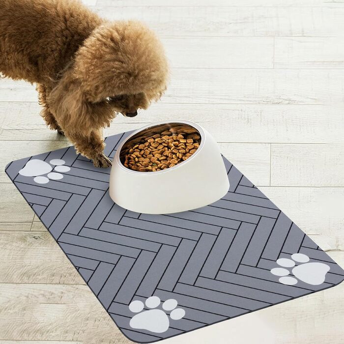 Килимок для годівлі собак та котів, суперпоглинаючий, антиковзний, швидковисихаючий, легко миється (Світло-сірий, 30x50 см)