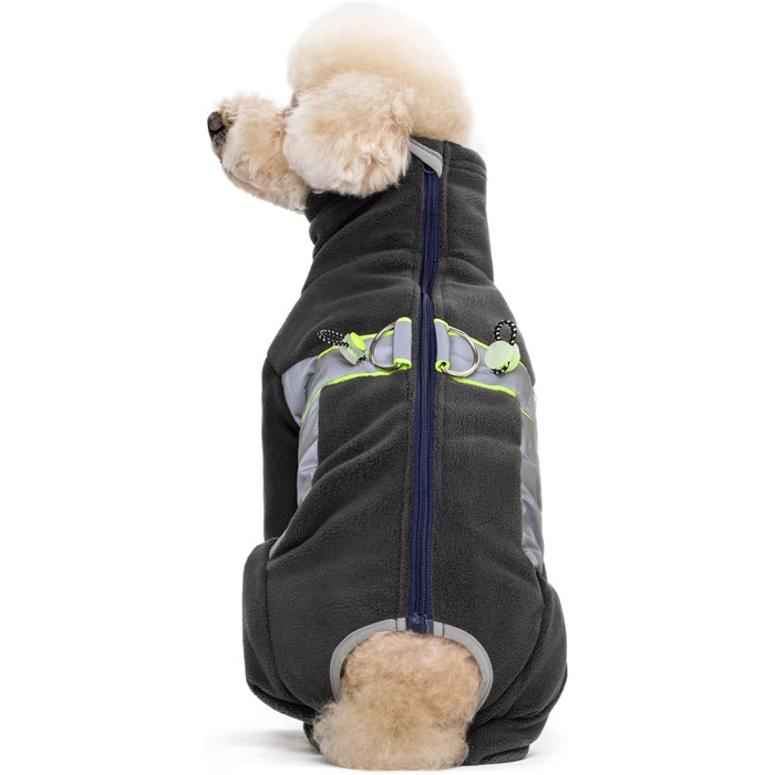 Флісовий теплий зимовий костюм для собак BT Bär з кільцем D, світловідбиваючими елементами та блискавкою (S, Темний сірий)