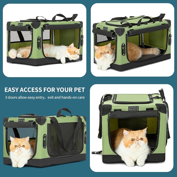 Складана транспортна сумка Petsfit для собак і котів, дорожня переноска для авто, з посиленими швами, безпечними застібками та регульованим чохлом