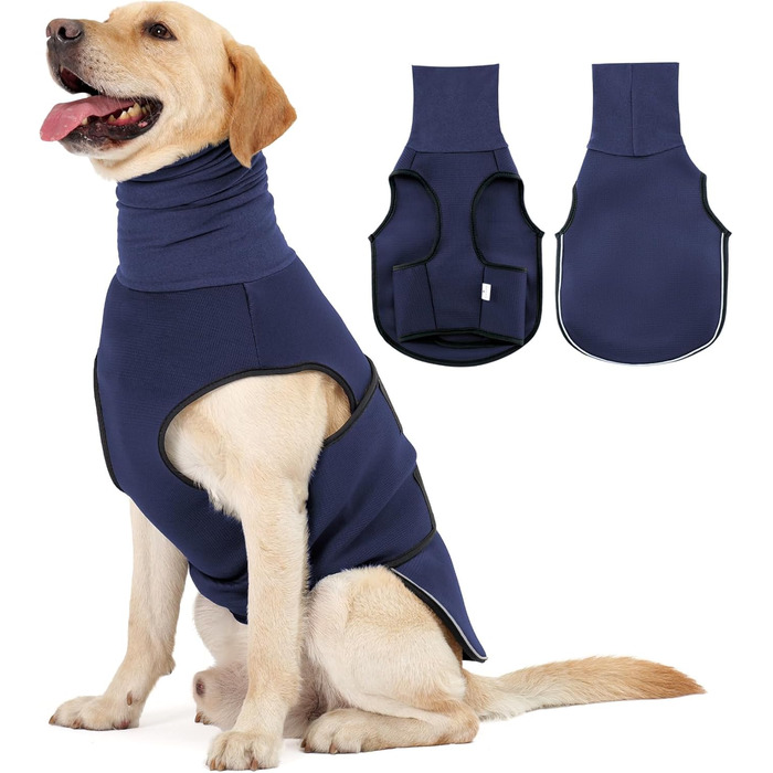 Заспокійливий жилет для собак та котів з навушниками, що приглушують звук, з світловідбиваючими смугами, зелений армійський (XL, блакитний океан)