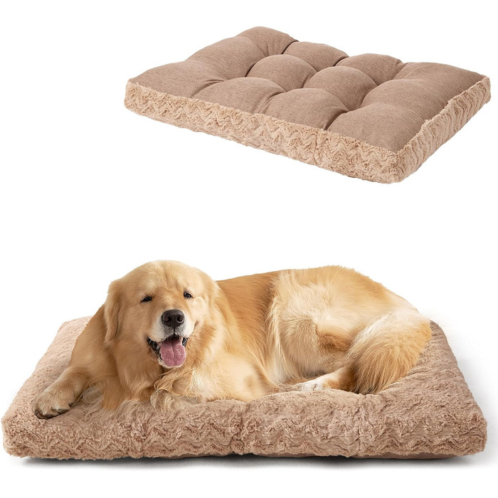 Килимок для собак великих порід EHEYCIGA, 104x68 см, XL, коричневий, з штучним хутром та льоном