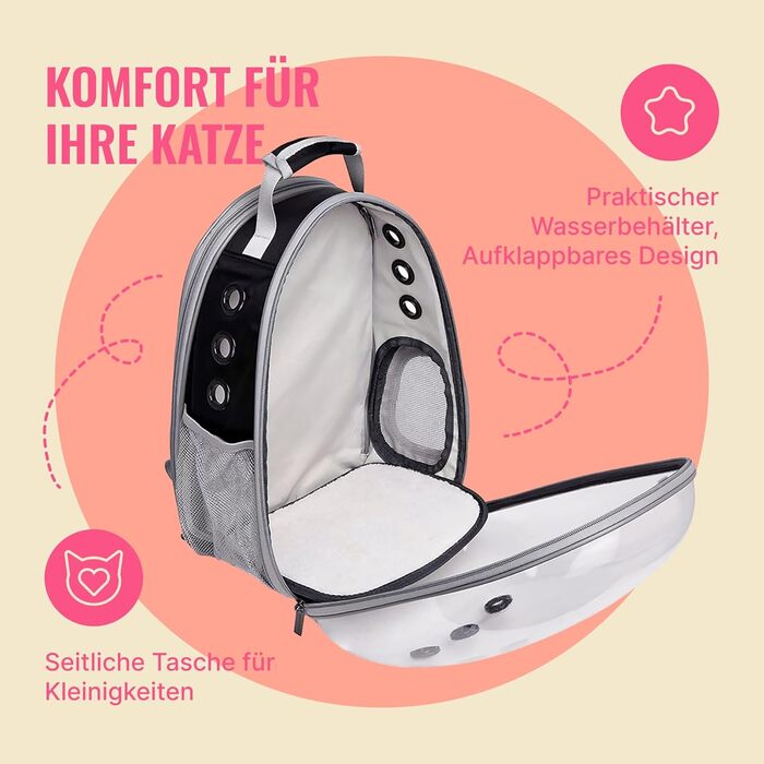 Транспортна сумка для собак та котів JUMI - рюкзак для тварин - переноска для котів та собак сірого кольору