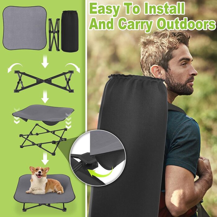 Крісло-ліжко для собак та котів 68x68x21 см, складне, підняте, з дихаючого поліестеру, для дому та саду