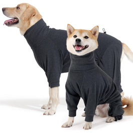 Теплий флісовий халат для собак на зиму, теплий пуловер для собак з ніжками, м'яка чотирилапа куртка для маленьких та середніх собак, халат для собак, флісовий піжамний одяг для собак, темно-сірий, розмір M