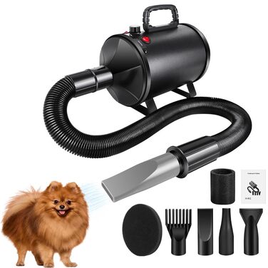 Фен для собак та котів 3500W, професійний собачий фен для сушіння шерсті, 4 насадки, регульована швидкість