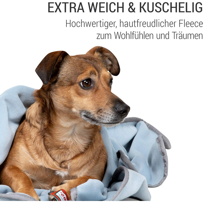 М'яка ковдра для собак Doctor Bark, 100x70 см, блакитна, миюча до 95°C, флісова, Made in Germany