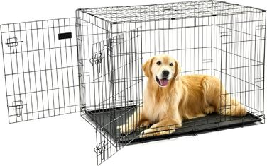Клітка для собак Carlson Pet Products, металева, з подвійними дверима, велика, чорна