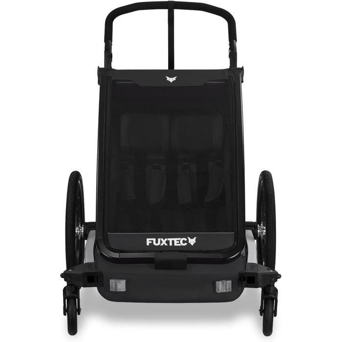 Фуктек Причіп для велосипеда Sportfux на 2 місця, з кишенькою, світловідбивачами, ручкою, захистом від дощу та сонця, складний, фіолетовий FX-FA1 (чорний)