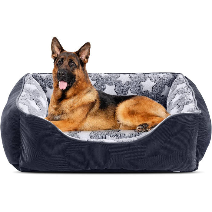 Крісло-лежанка для собак великих порід FURTIME, чорний/зірки, 106x80x23 см