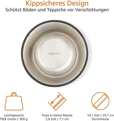 Миски для собак Amazon Basics, нержавіюча сталь, 2 шт, 946 мл, сріблястого кольору