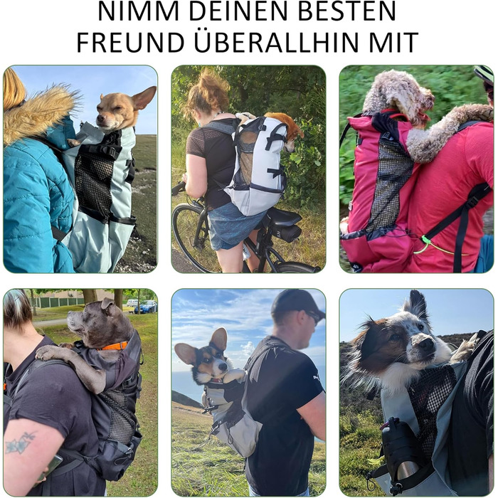 Рюкзак-переноска для собак ALLSOPETS, регульований, сірий шалфей, L