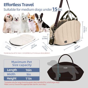 Сумка-переноска для собак Sytopia, середнього розміру, до 11,3 кг, бежевий колір (2024-0722)