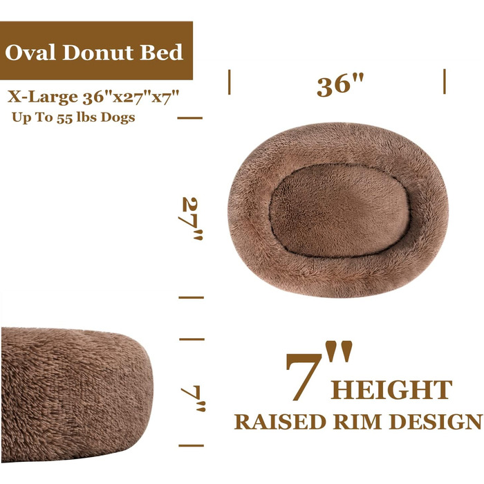 Coohom Овальне ліжко для собак та котів, штучне хутро, миється, овальне подушкове ліжко для маленьких та середніх собак (XL 91x69x18 см)
