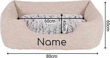 Кругле ліжко для собак та котів Lionto з м'яким двостороннім подушкою, бежеве, 80x60 см