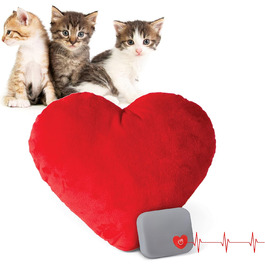 Плюшеве котеня K&H Pet Products з імітацією серцебиття, заспокійлива іграшка для котів, червоне, 15,2 см