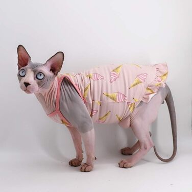 Бавовняна кофта для котів і малих собак Sphynx, однотонна, розмір M (2,5–3,2 кг), колір «Морозиво»