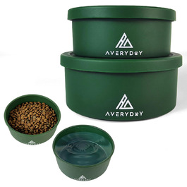 AVERYDAY Миска для собак дорожня з кришкою 2-в-1, 1,4 кг, герметична миска для корму та води, портативна миска для подорожей, кемпінгу та догляду