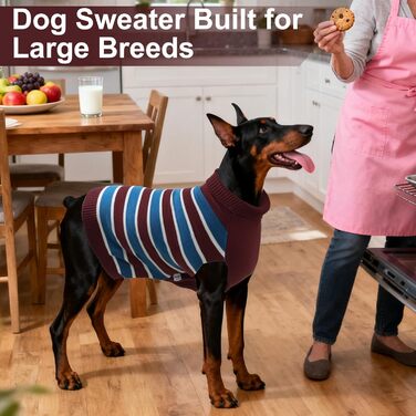 Пуловер для собак великих порід, теплий халат для домашніх тварин, пуловер з високим коміром для осені та зими, в'язаний для Golden Retriever, Labrador, Dobermann, червоний, Getaway Solids