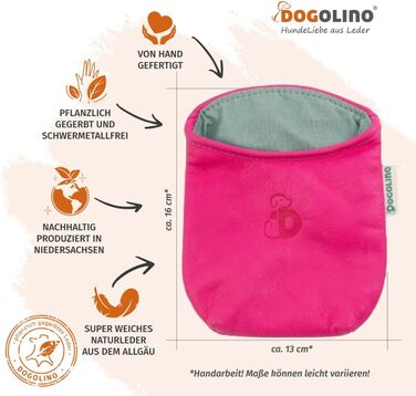 Сумка для ласощів для собак DOGOLINO® з шкіри - сумочка для песика - фідер для дресирування - захисна сумка для одягу - сумочка для перекусів на прогулянці (Рожевий, Basic)