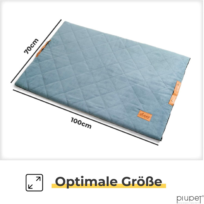 PiuPet® Лежак для собак 70x100 см, сірий, м'який, праний при 30°C, для великих порід