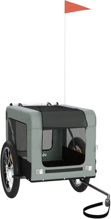 Причіп для собак Fasba: велосипедний причіп для тварин з відбивачами та прапором, для котів та собак, сірий та чорний, оксфордська тканина та метал