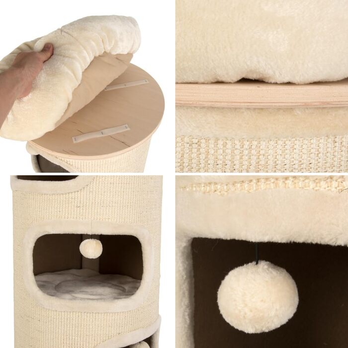 Кігтеточка-стійка Primrose Natural Paradise | З міцним сизалевим килимком | Кремовий | H 110 x Ø 49 см (XXL)