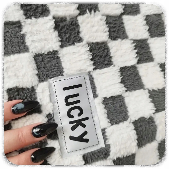 Плюшеве ліжко-шахівниця для котів з тунелем 2в1, сіре, розмір XL 86x70x26 см