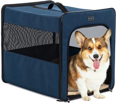 Складана переноска для собак Petsfit M, міцна і легка, для дому та авто, з м'яким килимком 3 см, 61x46x53,5 см