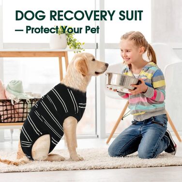 Body для собак після кастрації Kuoser - дихаючий одяг для собак та котів, захист від облизування ран, альтернатива електронного нашийника, чорний, XS (обхват грудей 32-40 см)