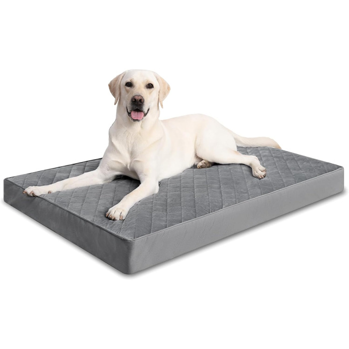 Ортопедичне ліжко для собак великих порід, вологостійке, знімний, пральний чохол та неслизьке дно, стеганий матрац для переноски, 119 x 73 см, темно-сірий колір