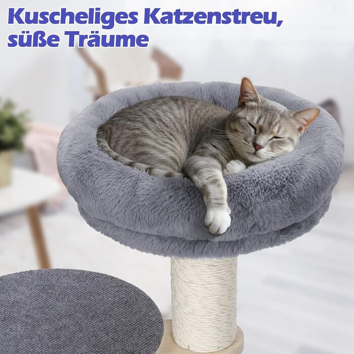 Кігтеточка для котів Eukue велика, 80 см з платформою, мотузкою з сизалю та стійкою основою. Підходить для кошенят та дорослих котів. Комплект кігтеточок (білий/сірий)