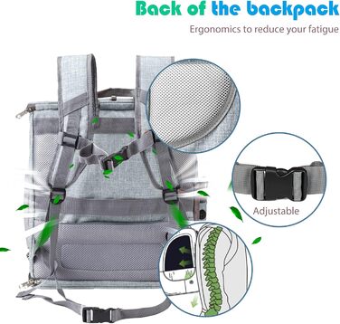 Рюкзак для собак і котів PETCUTE: складаний, з підкладкою, дихаючий, з регульованими ременями, сірий