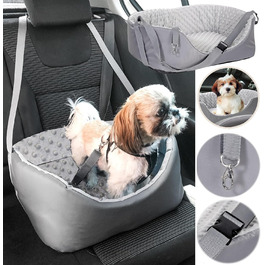 Автокрісло для собак KING DOG до 8 кг, сіре, 50x40 см. Зручна переноска з кріпленням на ремінь безпеки та м'яким килимком. Фолдне, миється. Підходить для SUV та легкових автомобілів.